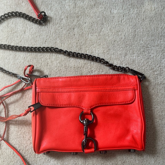 Authentic Rebecca Minkoff Neon Orange Leather Mini Mac Purse. - Picture 2 of 4